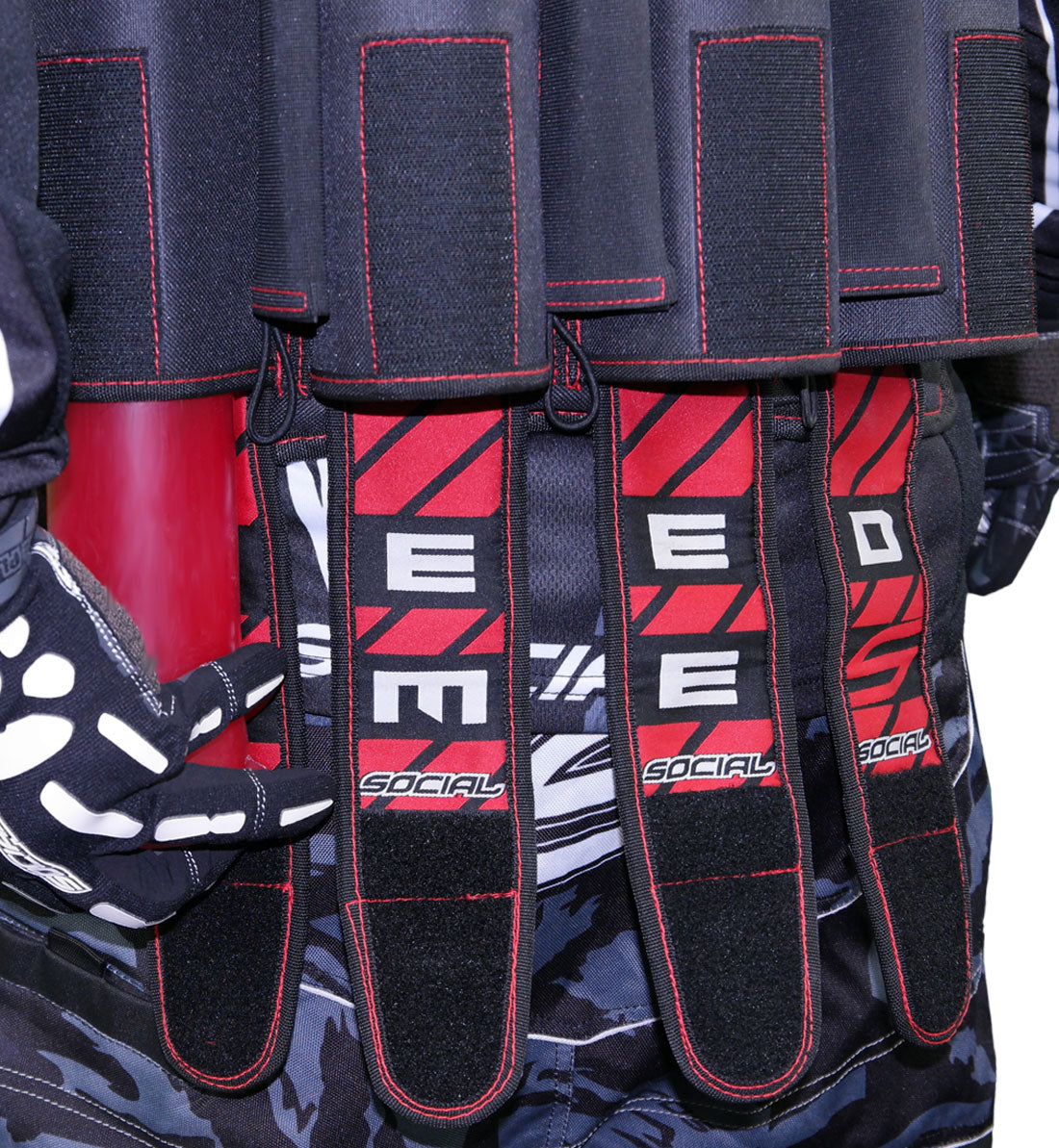 Grit Pod Pack Harness, 4+7 Black Red | Social Paintball Harness
