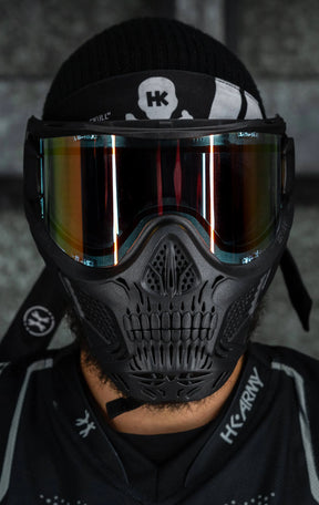 Hstl Skull Goggle "Death" - Black W/ Fire Lens | Paintball Goggle | Mask | Hk Army