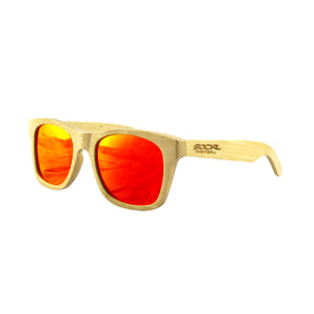 Bamboo Wood Sunglasses, Red Mirror Lens