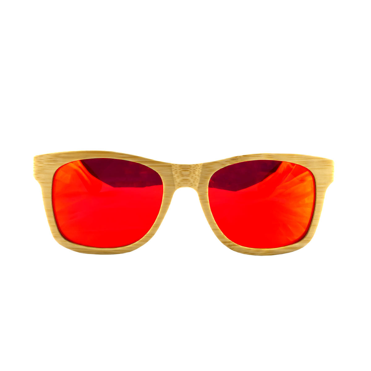 Bamboo Wood Sunglasses, Red Mirror Lens