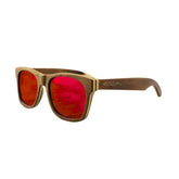 Skateboard Wood Sunglasses, Red Mirror Lens