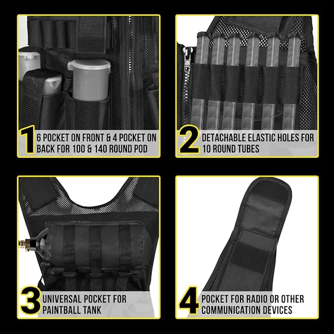 East Coast 9 Pod Harness / Tactical Vest | Fully Adjustable Fit | Black - Image 5