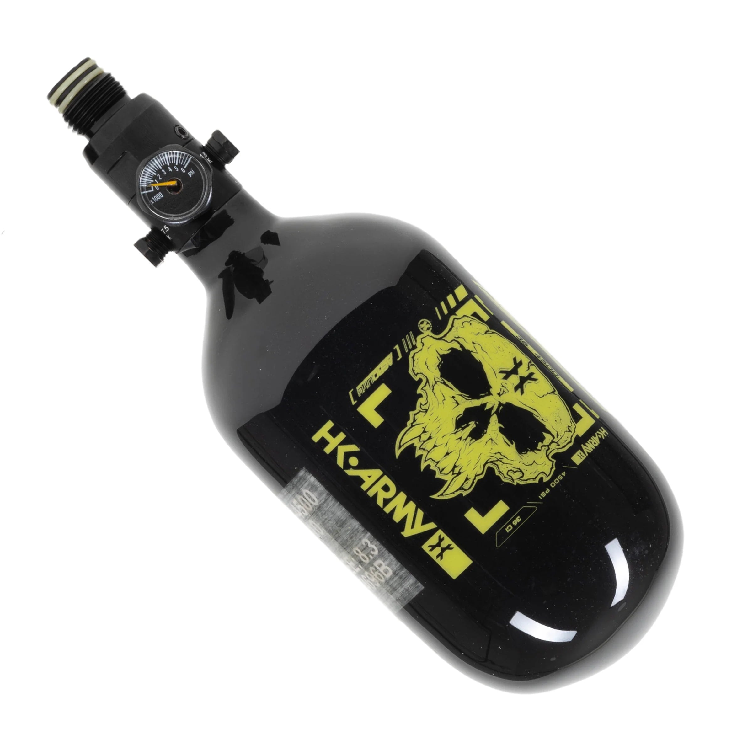 36ci / 4500Psi - Doom - Extra Lite Carbon Fiber Tank - Standard Reg - Black/Neon Green - Image 3