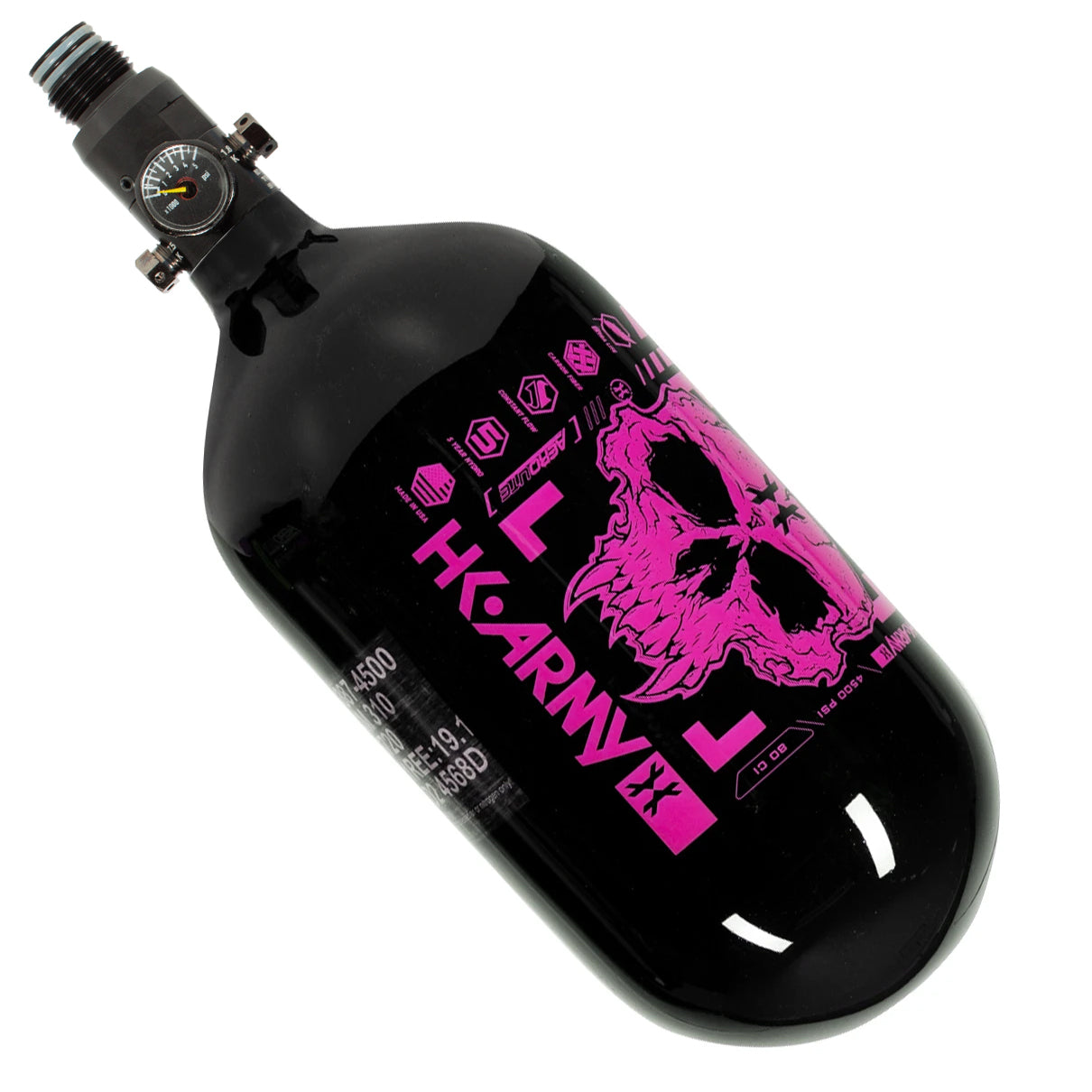 68Ci / 4500Psi - Doom - Extra Lite Carbon Fiber Tank - Standard Reg - Black/Neon Pink - Image 2
