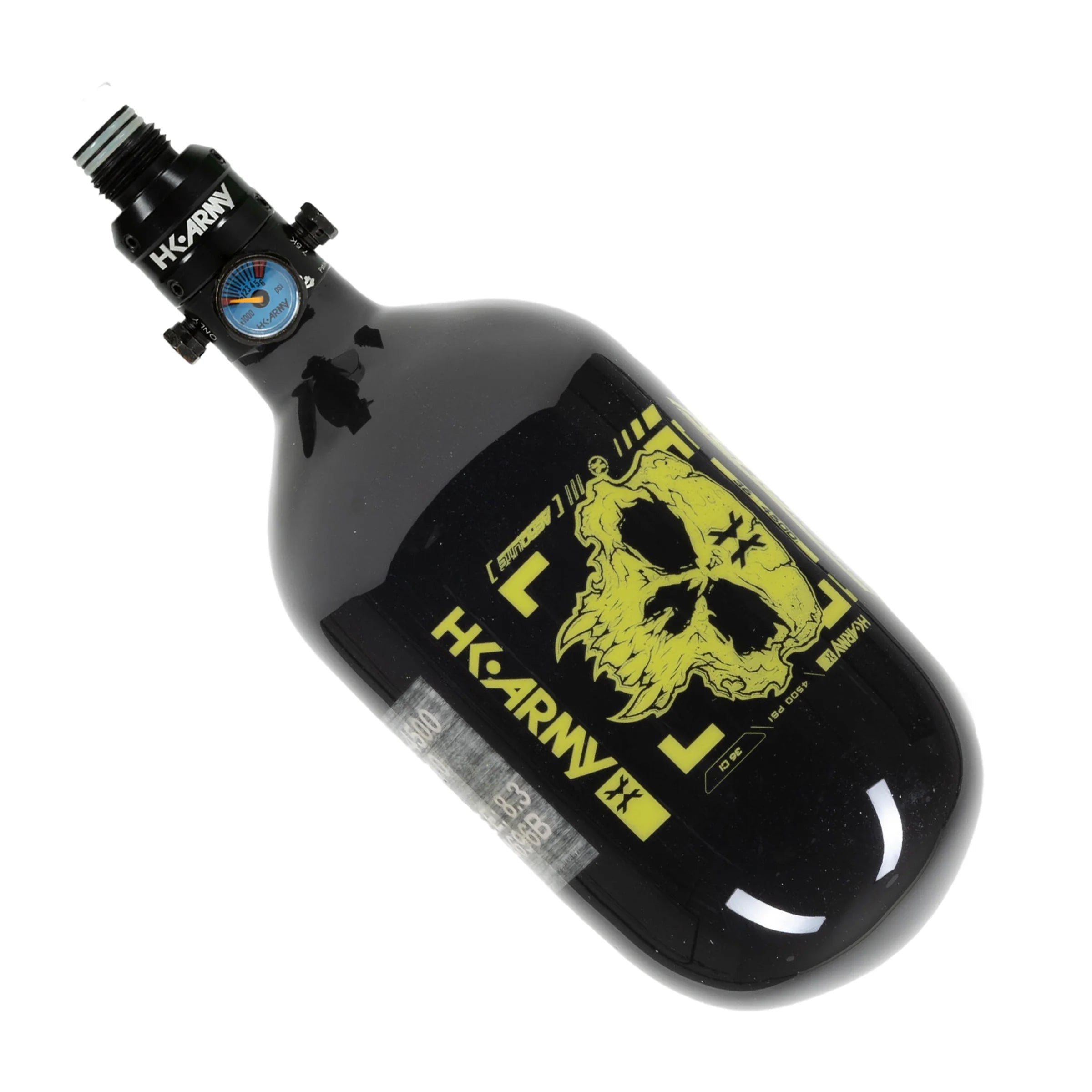 36ci / 4500Psi - Doom - Extra Lite Carbon Fiber Tank - Pro V2 Reg - Black/Neon Green - Image 3