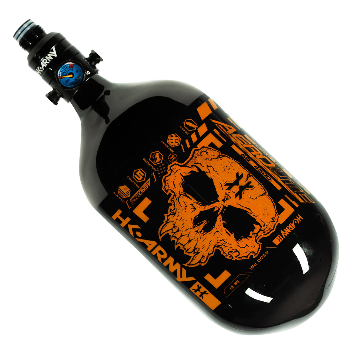 68ci / 4500Psi - Doom - Extra Lite Carbon Fiber Tank - Pro V2 Reg - Black/Neon Orange