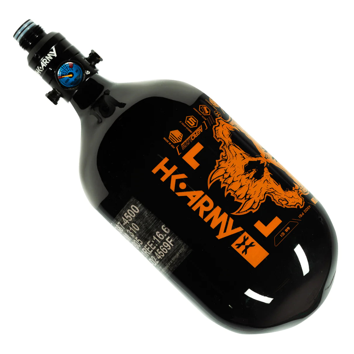 68ci / 4500Psi - Doom - Extra Lite Carbon Fiber Tank - Pro V2 Reg - Black/Neon Orange - Image 3