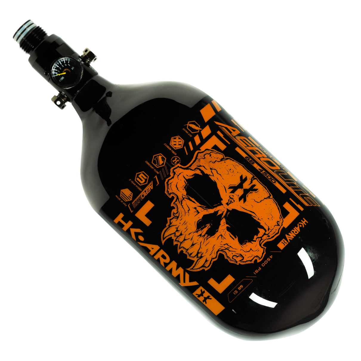 68Ci / 4500Psi - Doom - Extra Lite Carbon Fiber Tank - Standard Reg - Black/Neon Orange