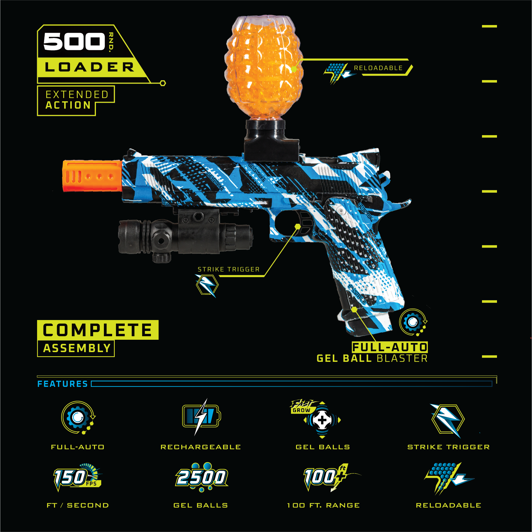 Storm Pistol - Rapid Blaster - GelStrike - Blue - Image 7