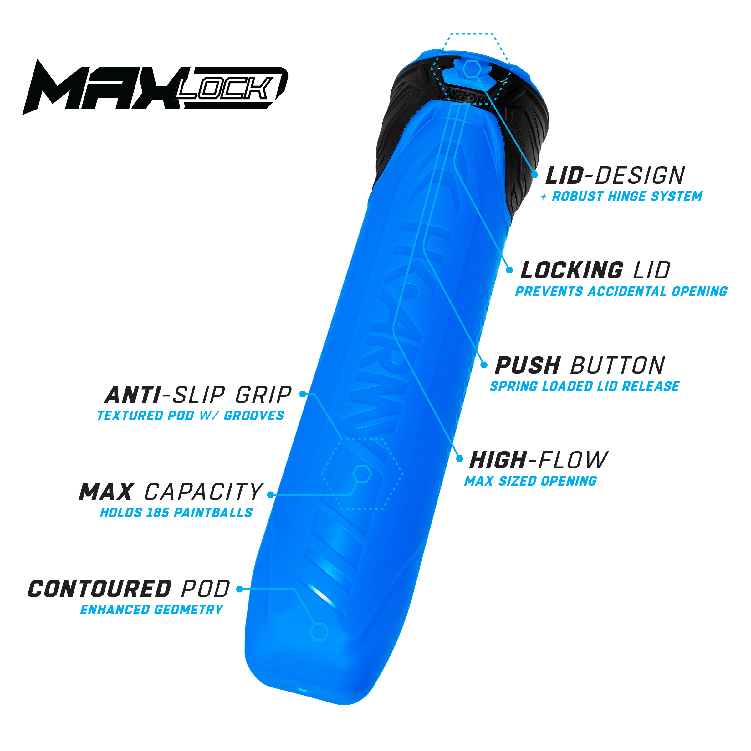 MaxLock Pods - Lock Lid 185 Rounds - Cobalt 6-Pack - Image 2