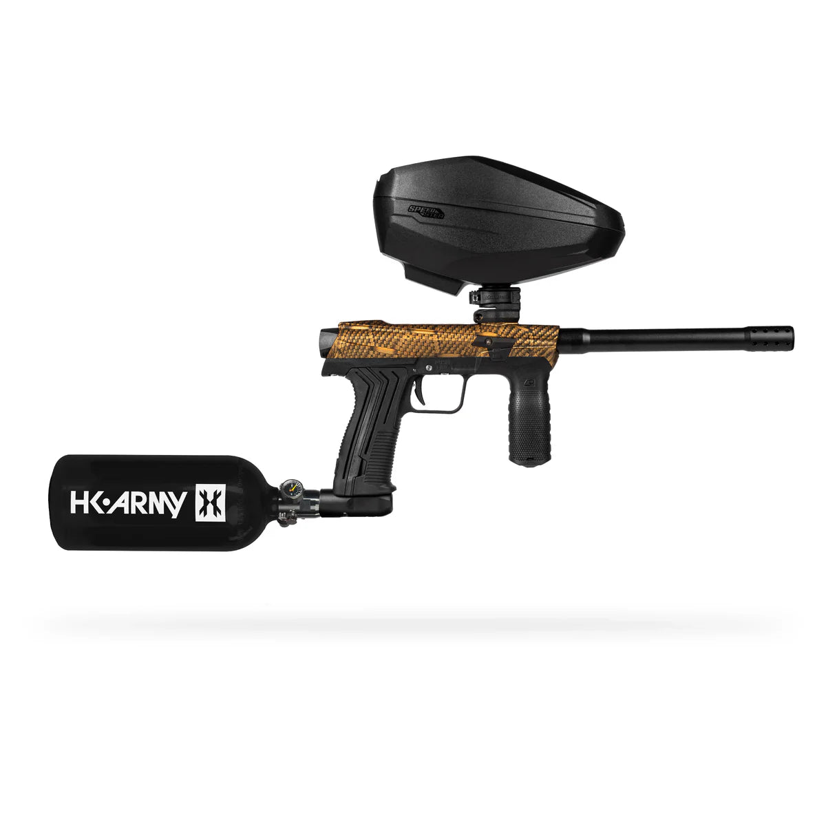 HK EMEK Mechanical Marker Package "Machine Gold" with Speedster Loader and 48ci HPA Tank - Image 6