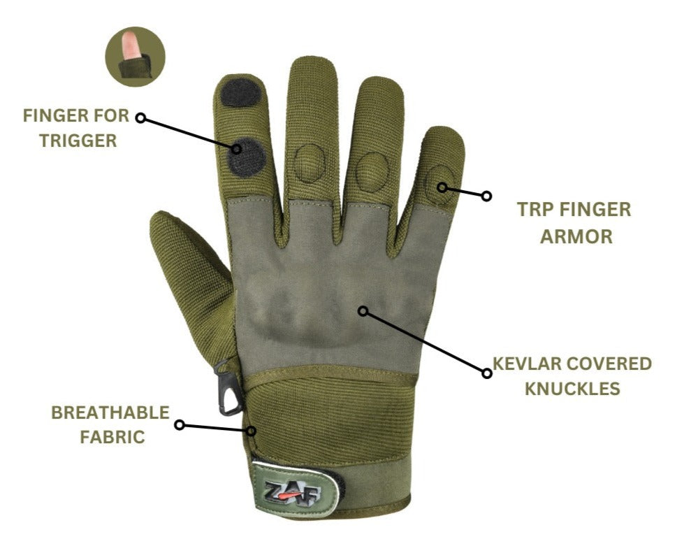 Full Finger + Removable Trigger Finger Gloves | Olive | East Coast - Image 6