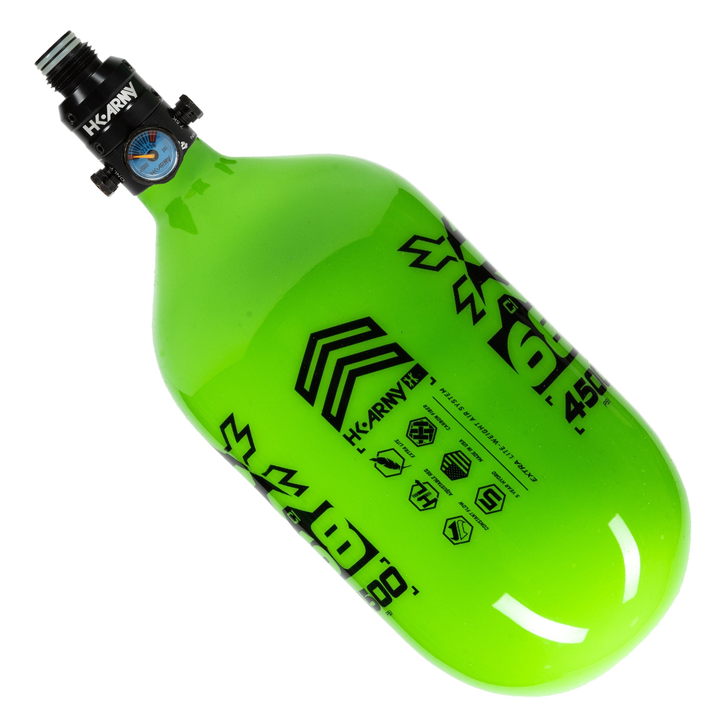 Rush - 68ci / 4500psi 'EXTRA LITE' PRO REG Air System - Neon Green/Black - Image 4