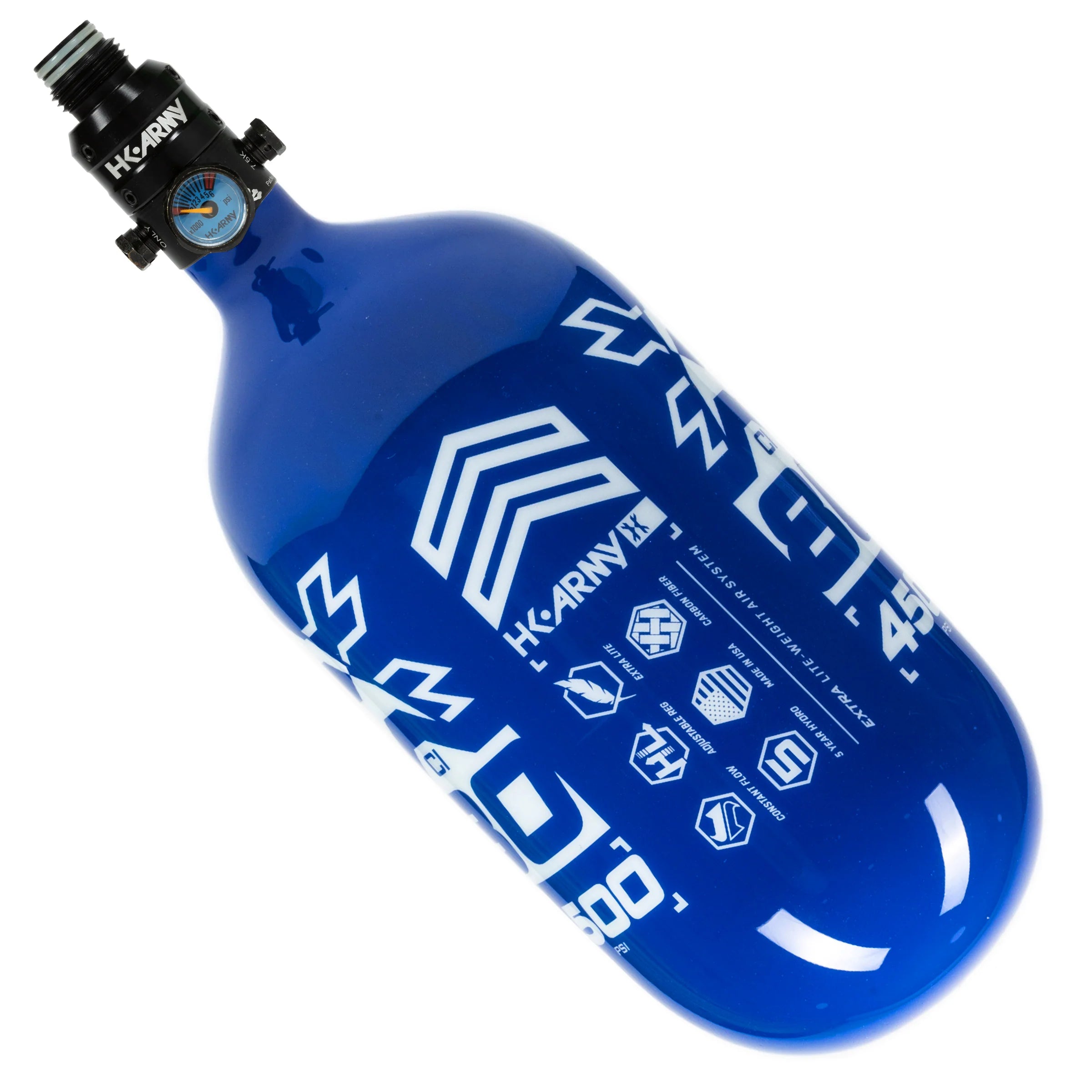 80ci / 4500Psi - Rush - Extra Lite Carbon Fiber Tank - Pro V2 Reg - Blue/White - Image 4