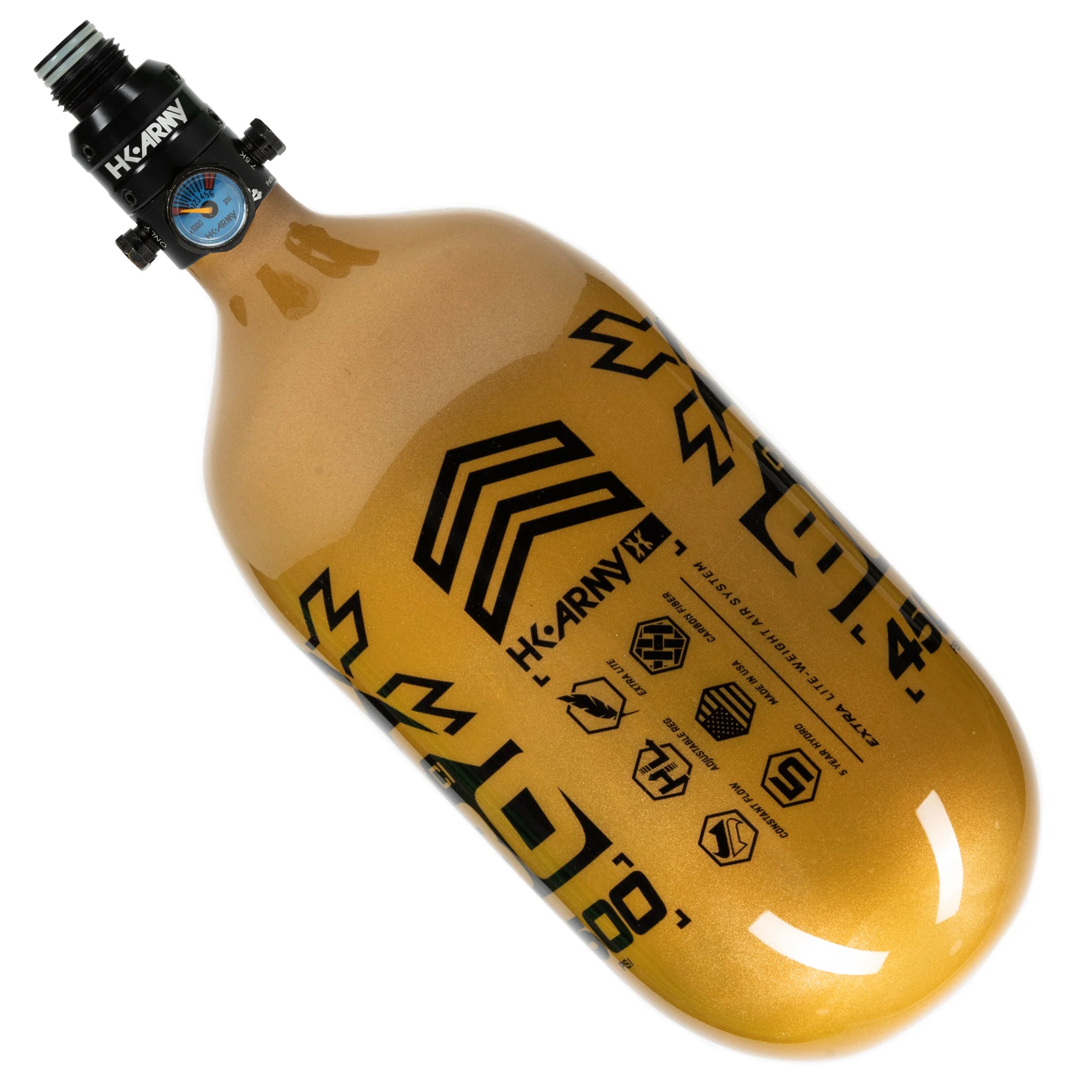 80ci / 4500Psi - Rush - Extra Lite Carbon Fiber Tank - Pro V2 Reg - Gold/White - Image 4