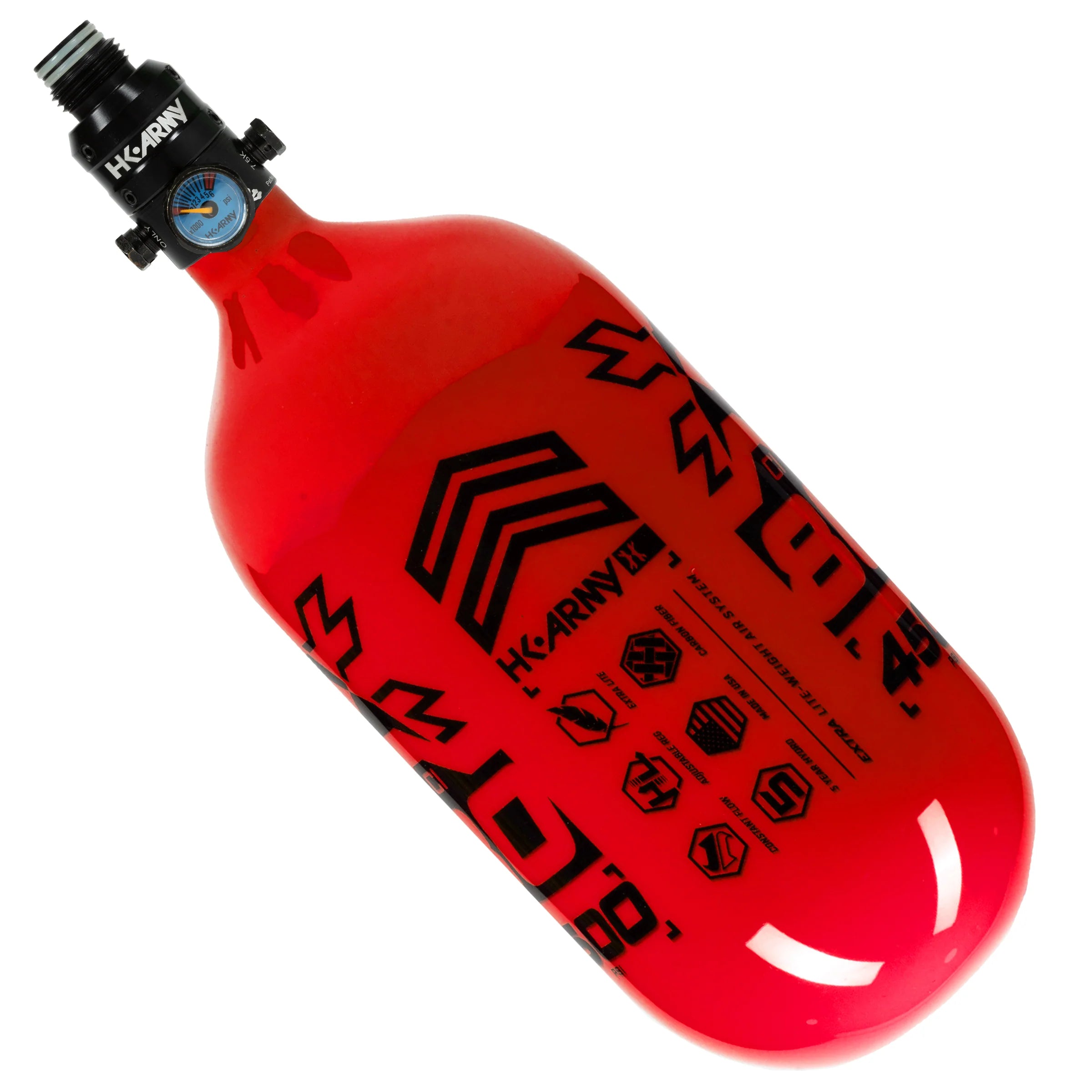 80ci / 4500Psi - Rush - Extra Lite Carbon Fiber Tank - Pro V2 Reg - Red/Black - Image 2