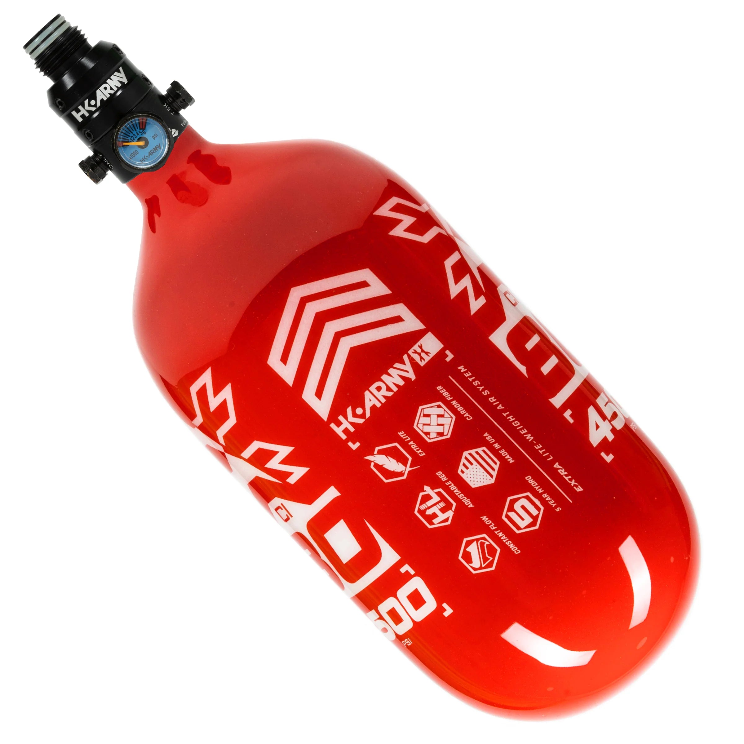 80ci / 4500Psi - Rush - Extra Lite Carbon Fiber Tank - Pro V2 Reg - Red/White - Image 4
