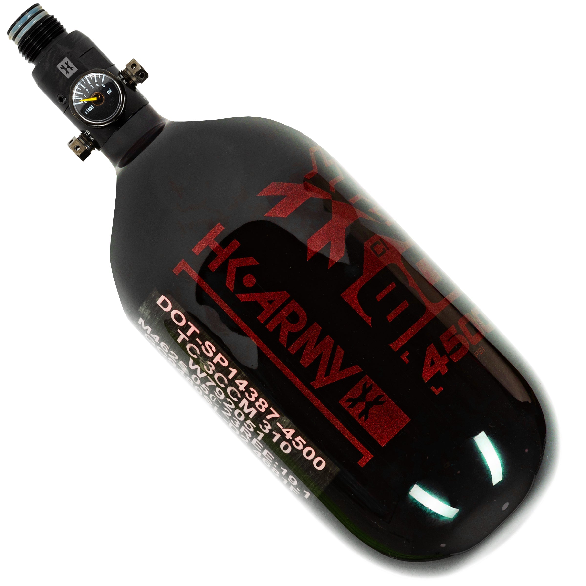 80ci / 4500Psi - Rush - Extra Lite Carbon Fiber Tank - Standard Reg - Black/Red - Image 2