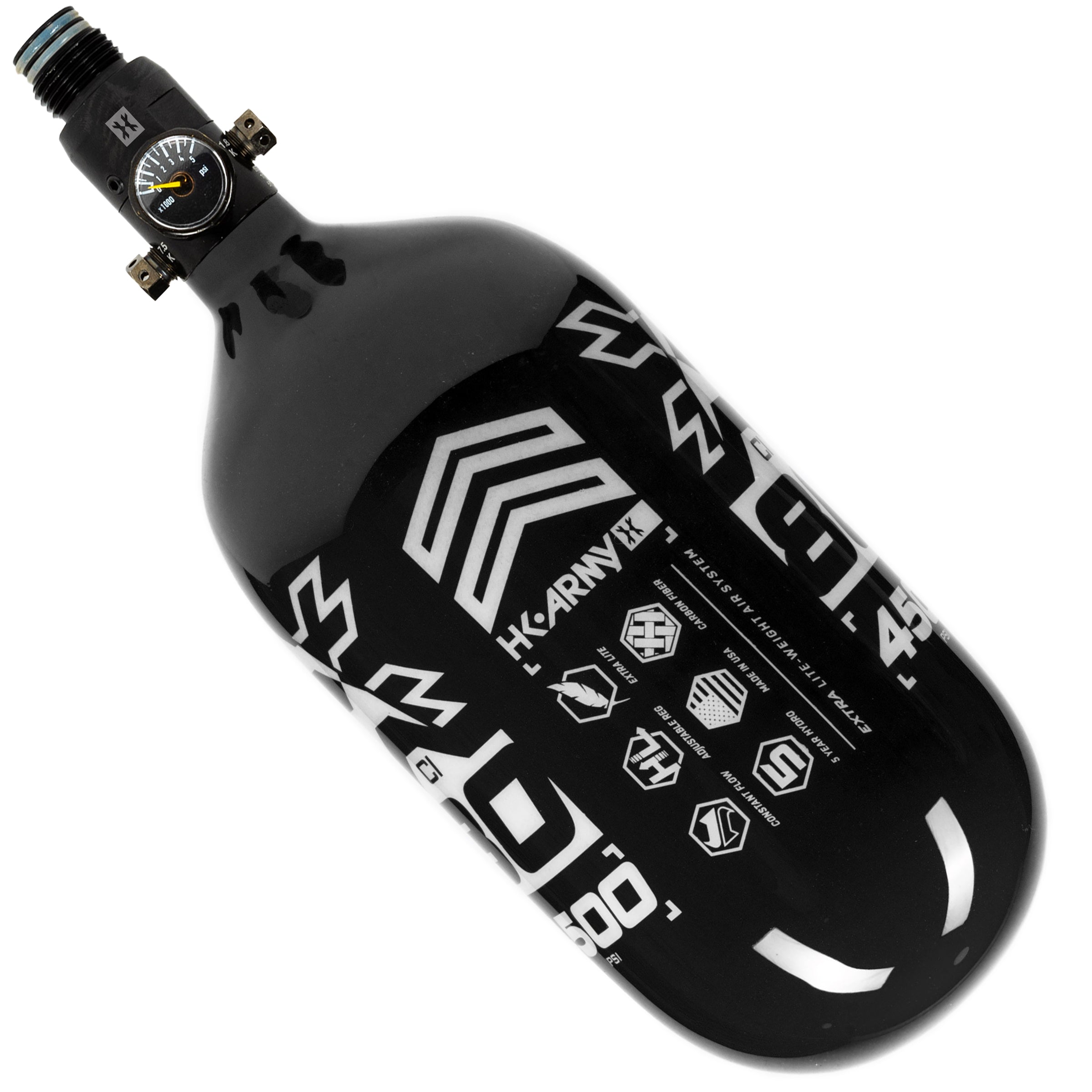 80ci / 4500Psi - Rush - Extra Lite Carbon Fiber Tank - Standard Reg - Black/White - Image 2
