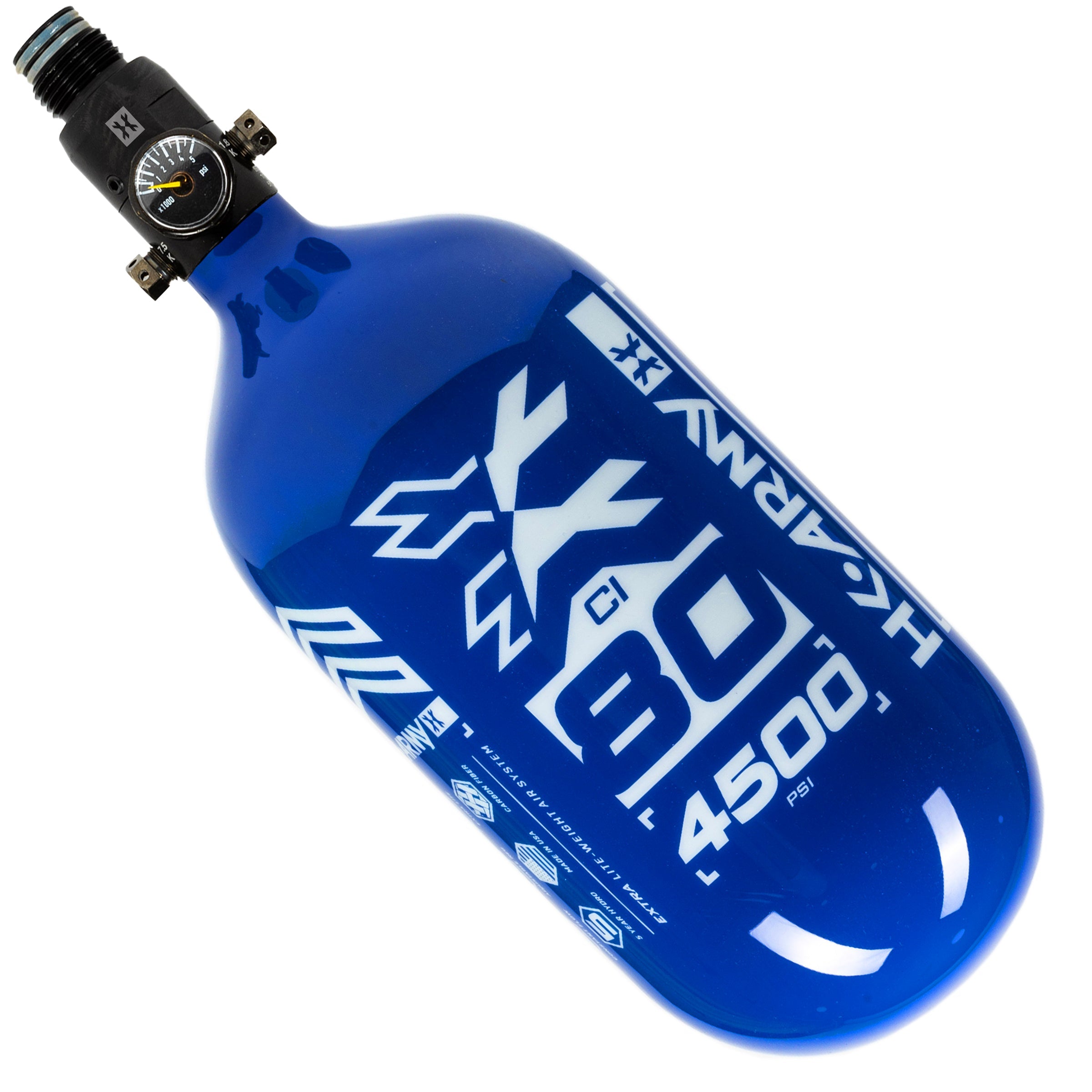 80ci / 4500Psi - Rush - Extra Lite Carbon Fiber Tank - Standard Reg - Blue/White