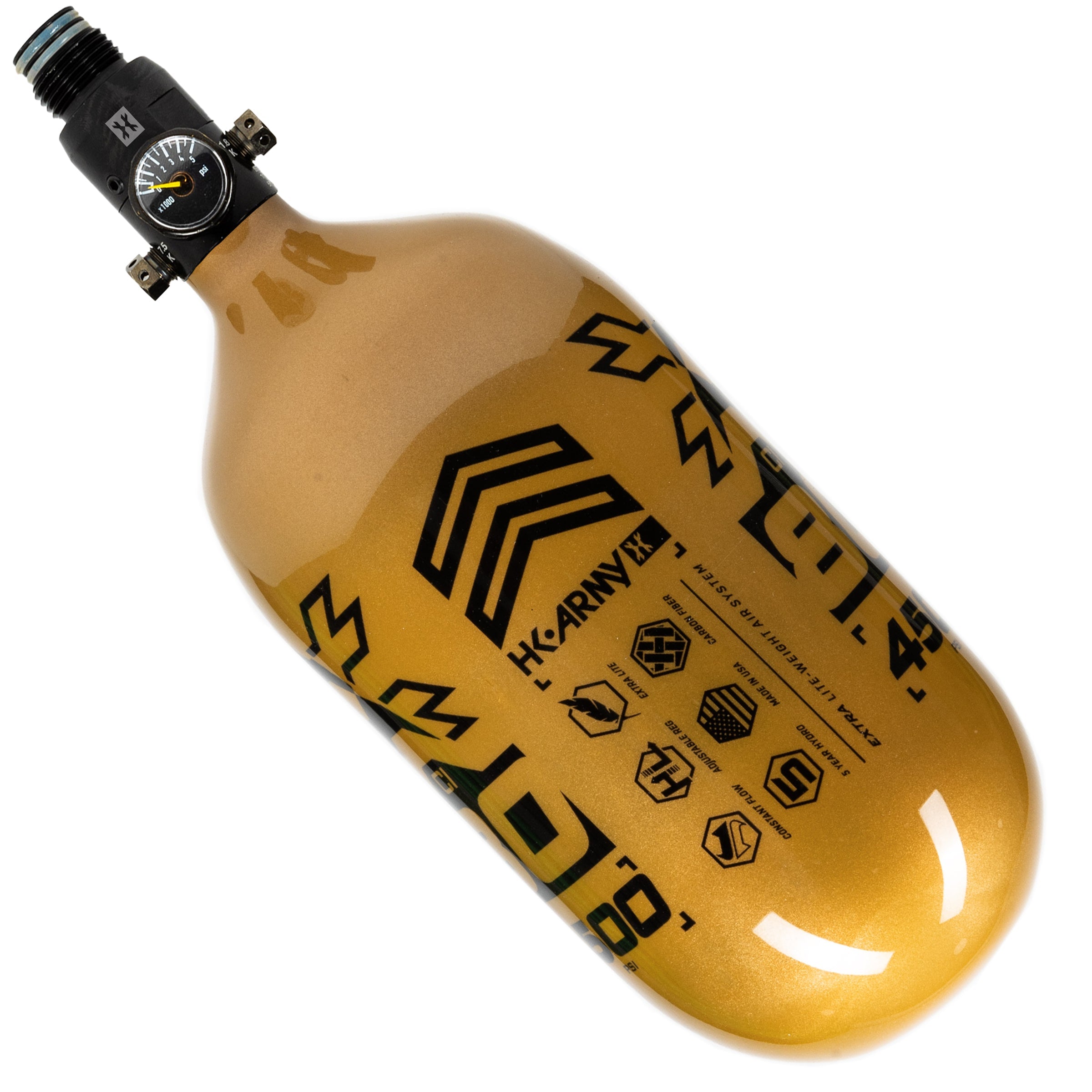 80ci / 4500Psi - Rush - Extra Lite Carbon Fiber Tank - Standard Reg - Gold/Black - Image 2