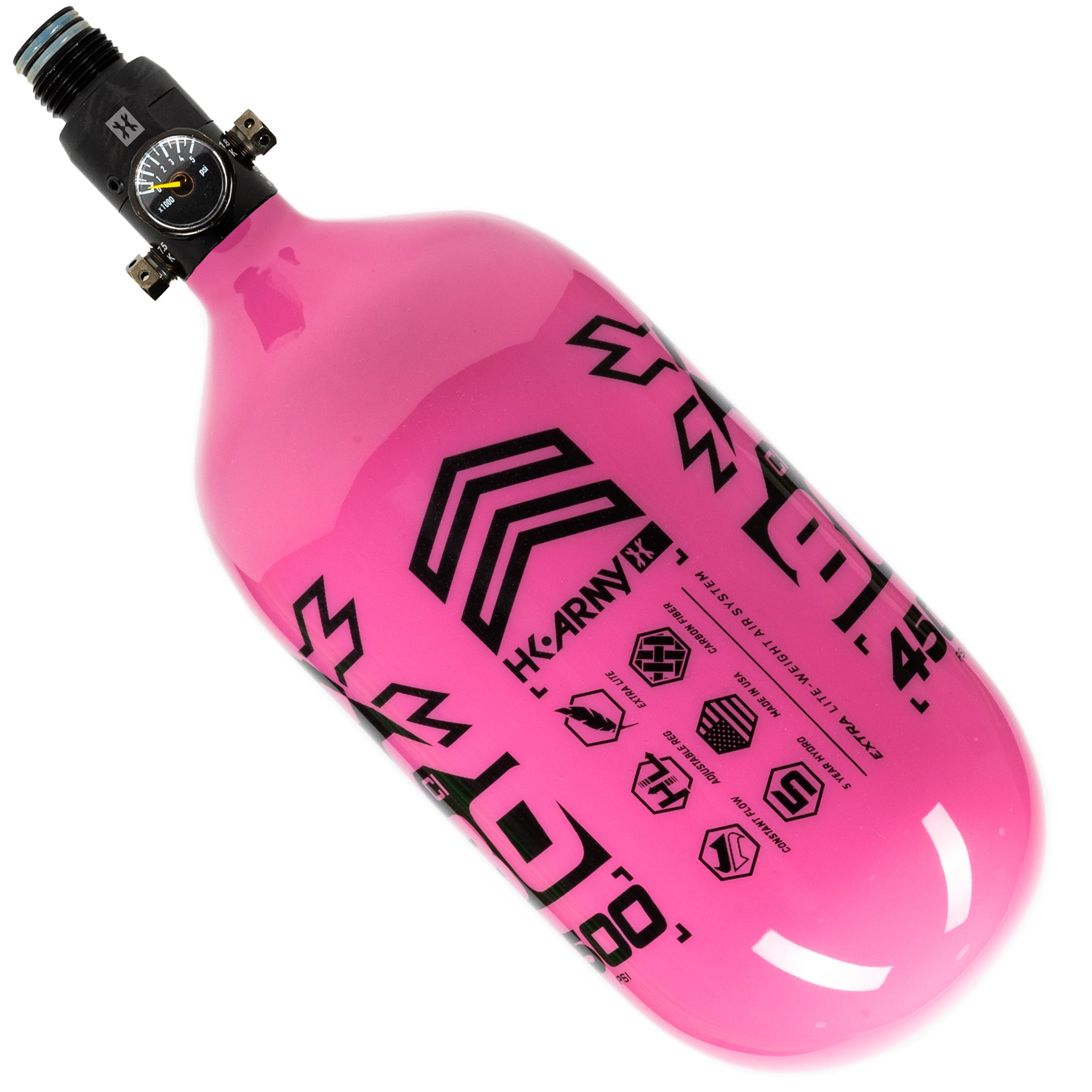 80ci / 4500Psi - Rush - Extra Lite Carbon Fiber Tank - Standard Reg - Neon Pink/Black - Image 2