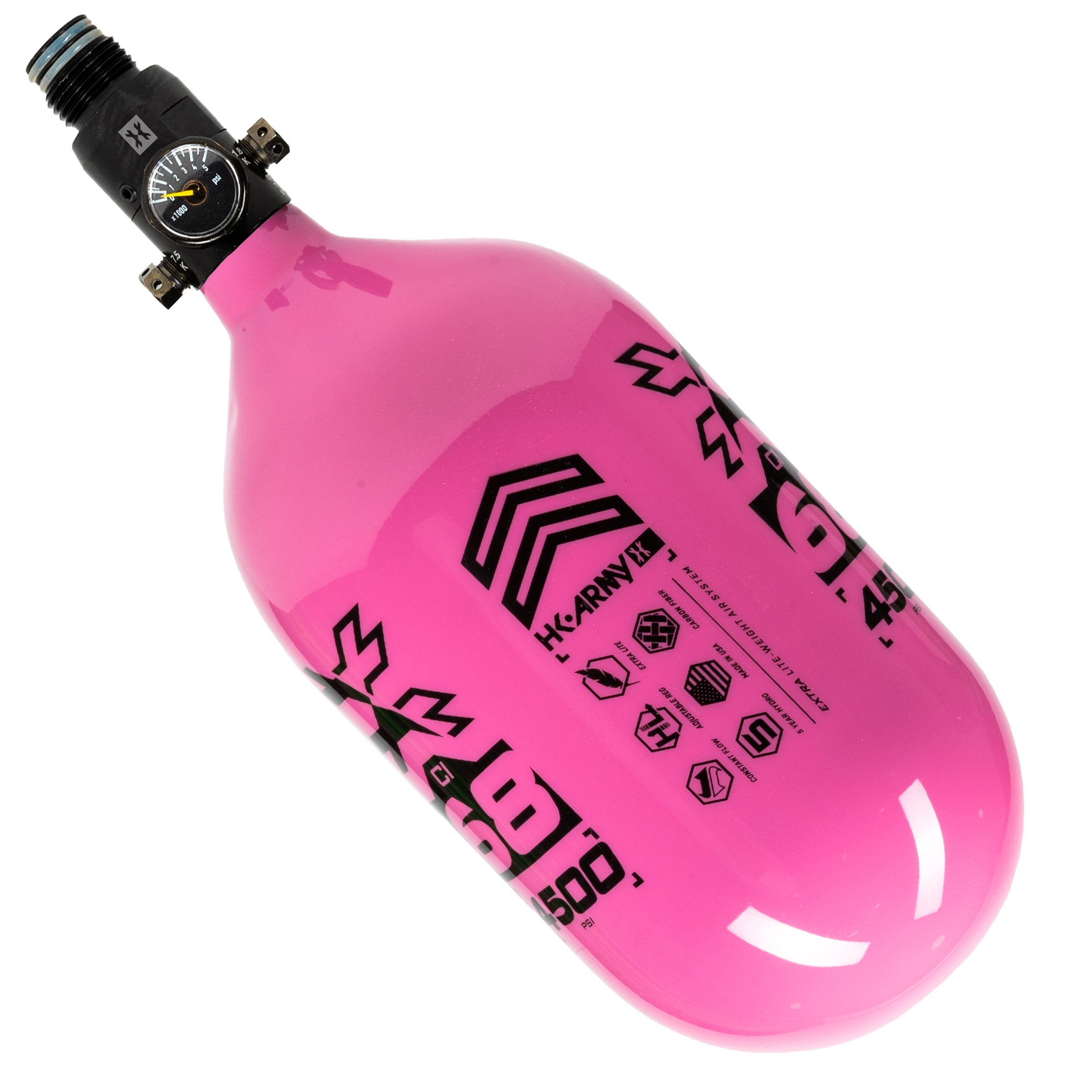 68ci / 4500Psi - Rush - Extra Lite Carbon Fiber Tank - Standard Reg - Neon Pink/Black - Image 2
