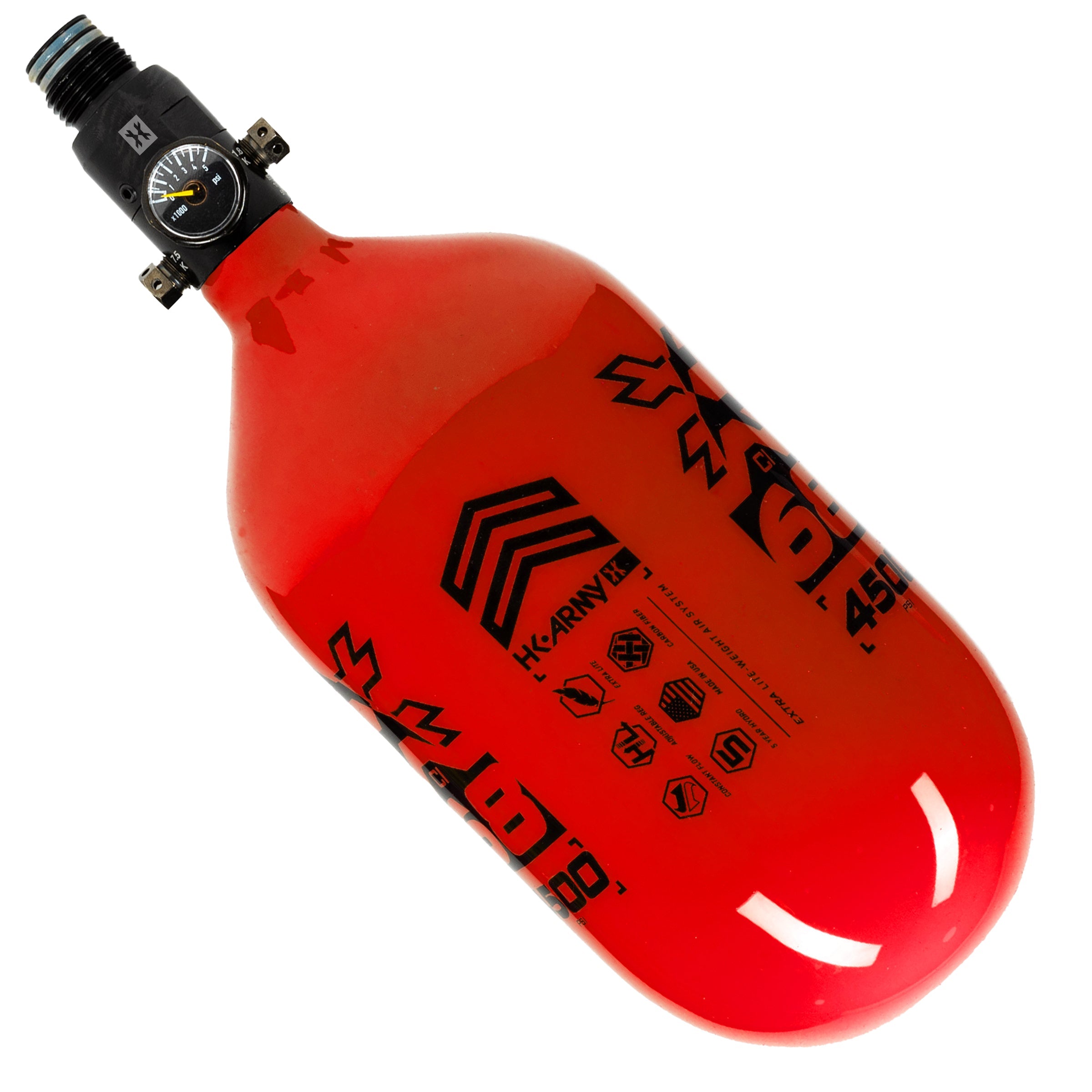 68ci / 4500Psi - Rush - Extra Lite Carbon Fiber Tank - Standard Reg - Red/Black - Image 2