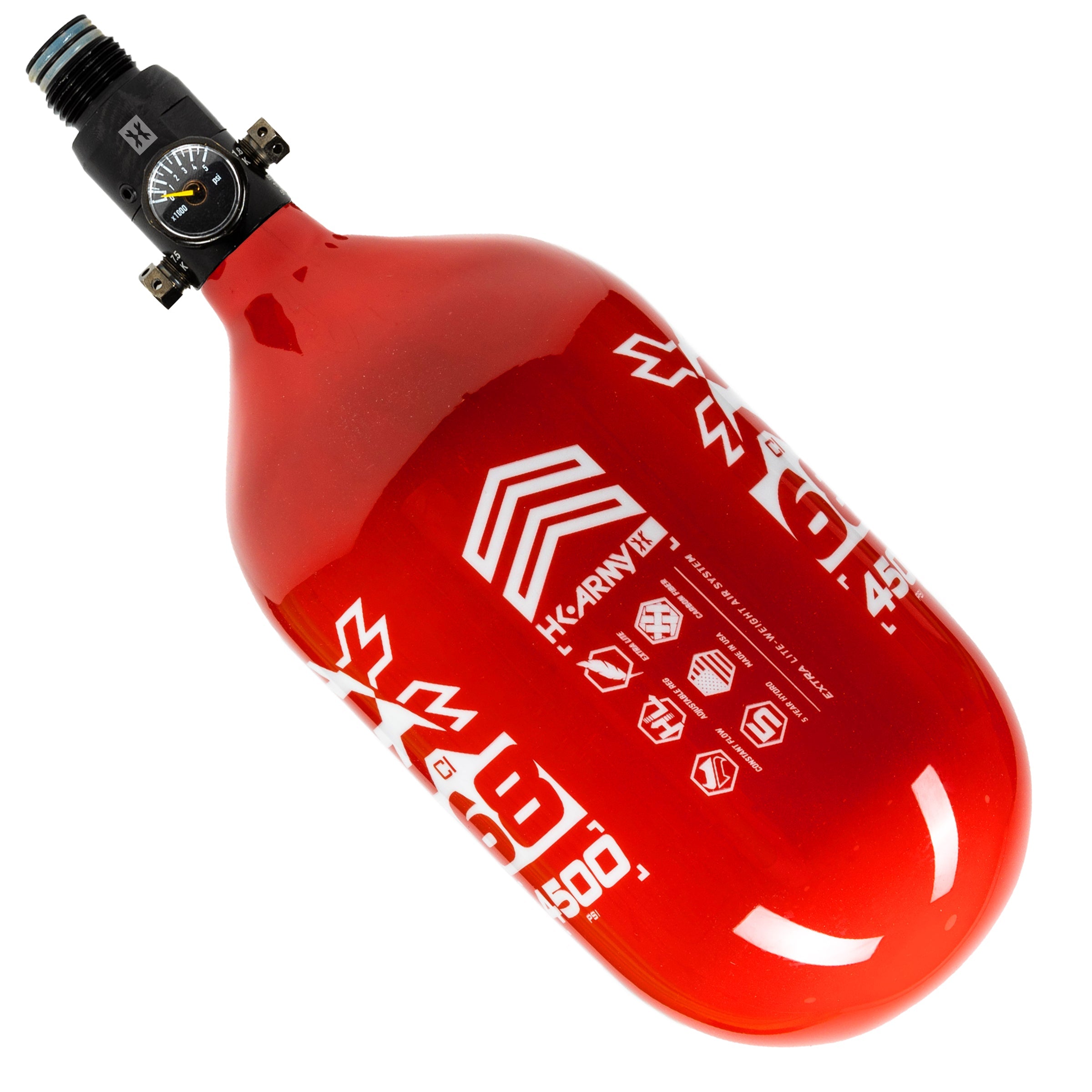 68ci / 4500Psi - Rush - Extra Lite Carbon Fiber Tank - Standard Reg - Red/White - Image 2