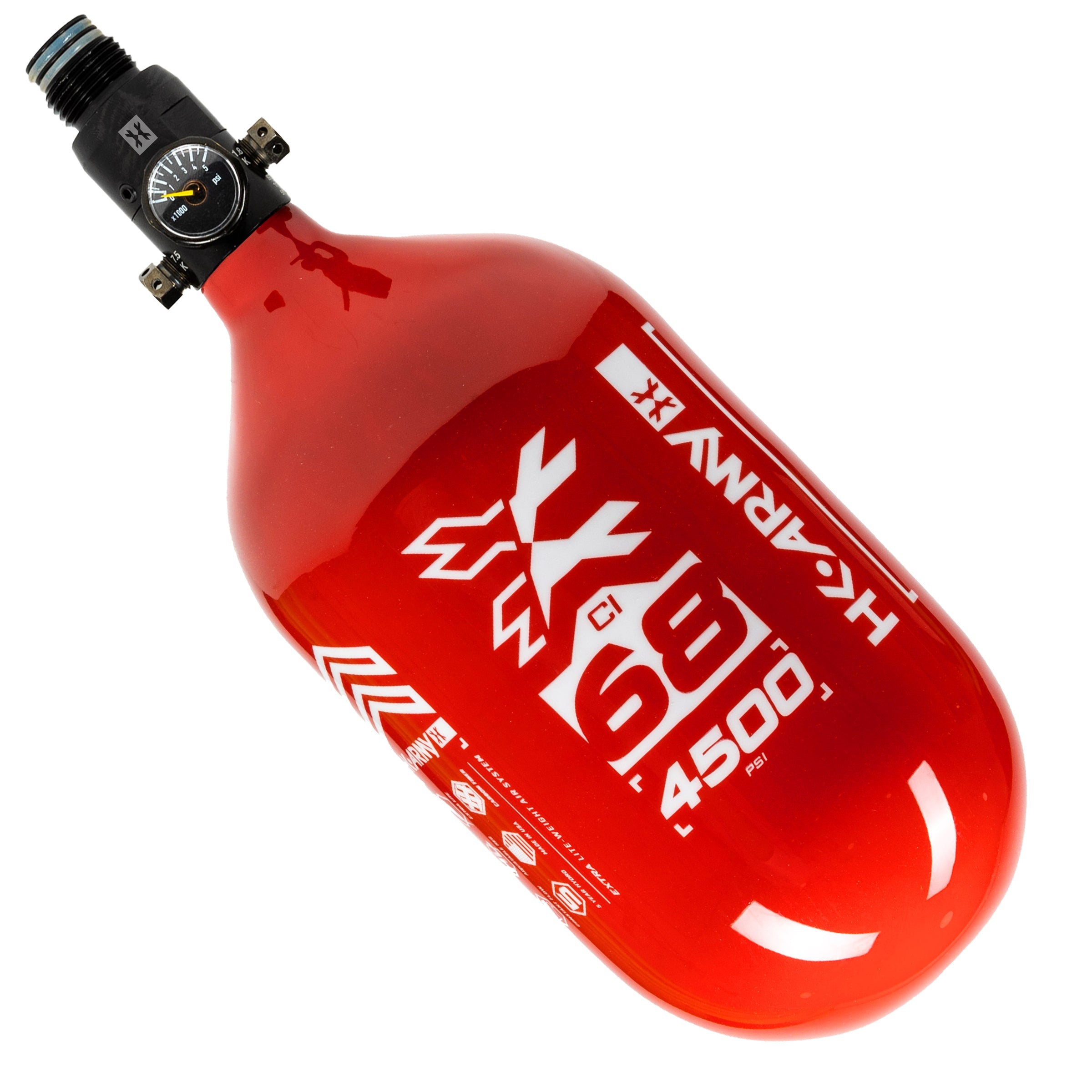 68ci / 4500Psi - Rush - Extra Lite Carbon Fiber Tank - Standard Reg - Red/White