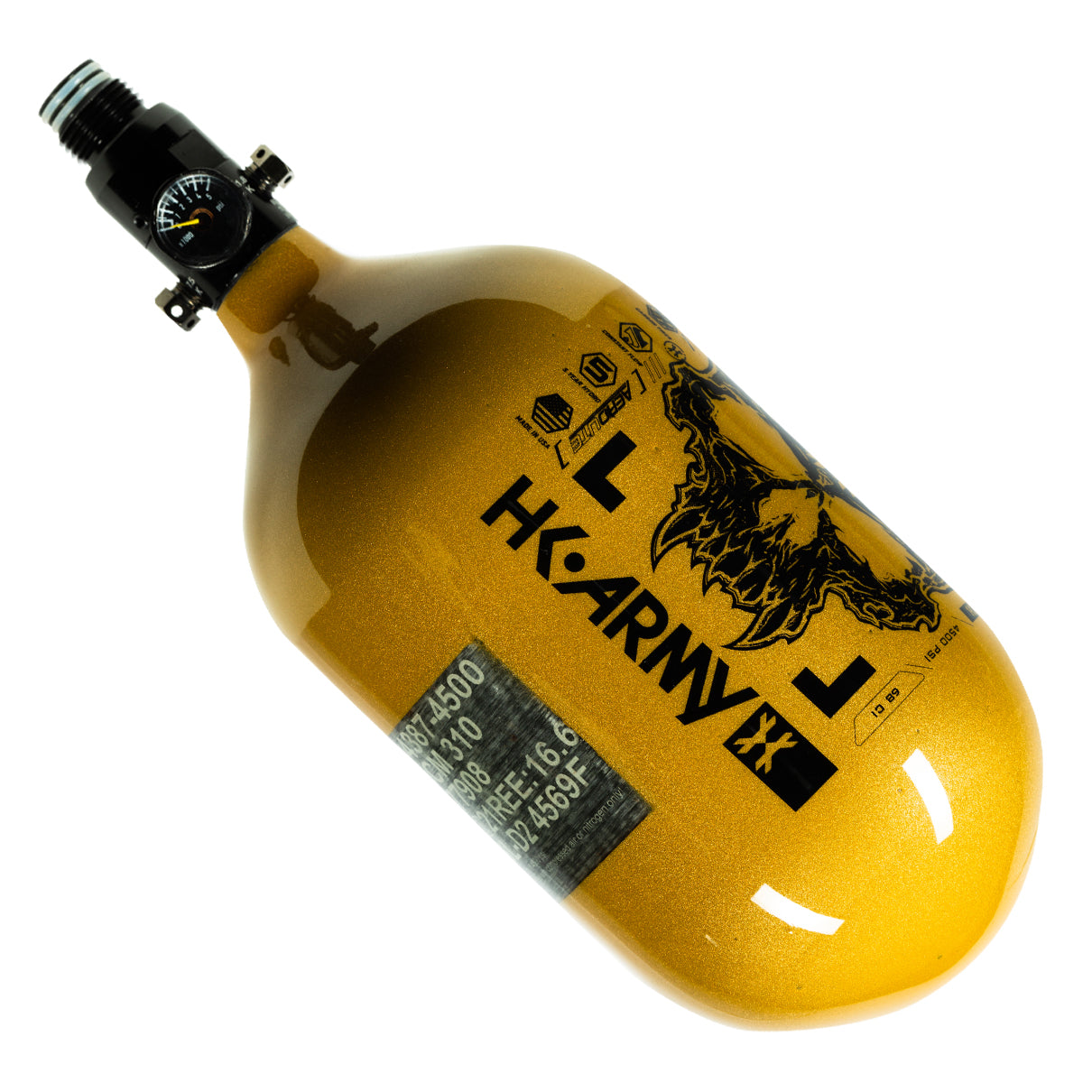 68Ci / 4500Psi - Doom - Extra Lite Carbon Fiber Tank - Standard Reg - Gold/Black - Image 2