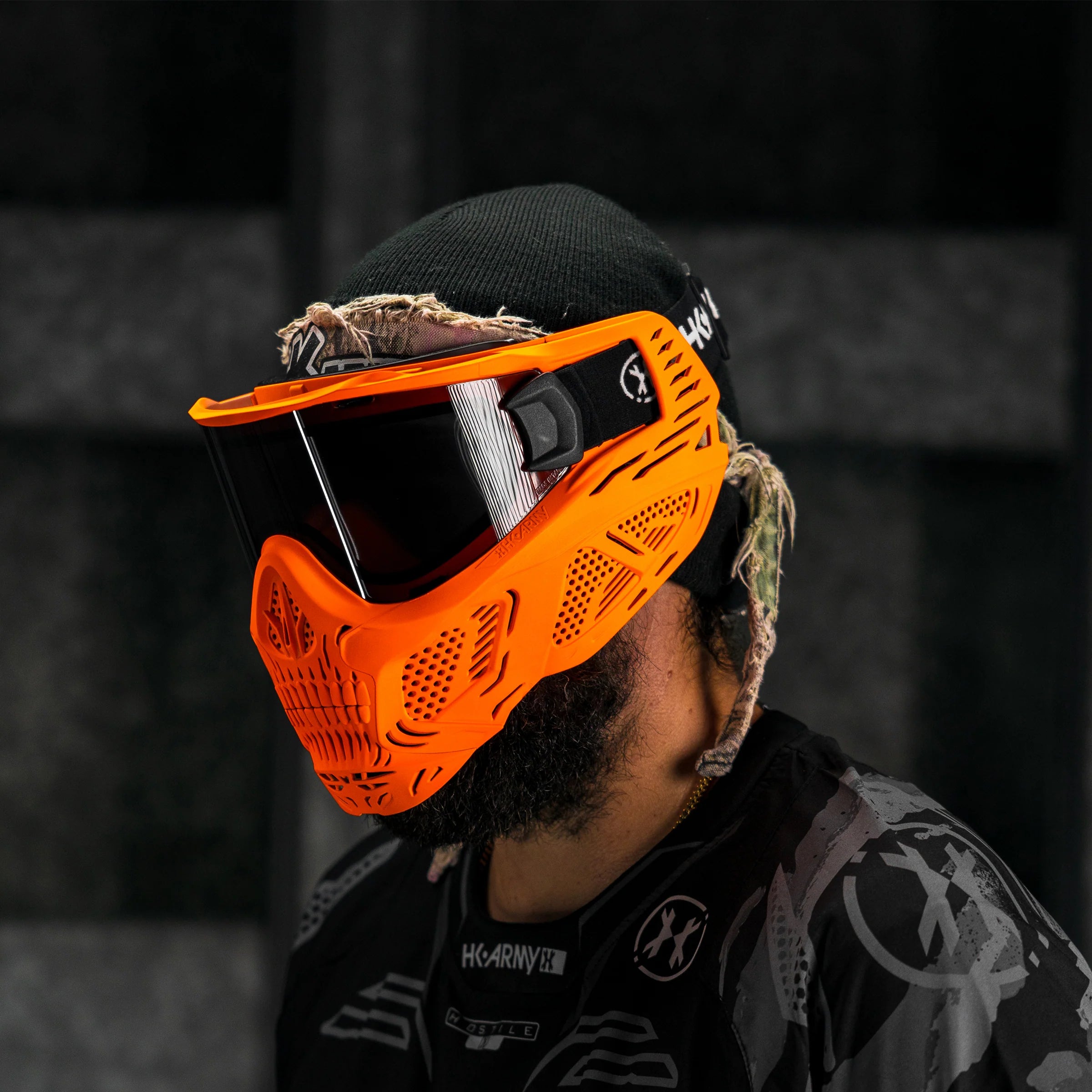 HSTL Skull Goggle "Neon Orange" - W/ Smoke Lens | Paintball Goggle | Mask | Hk Army - Image 4