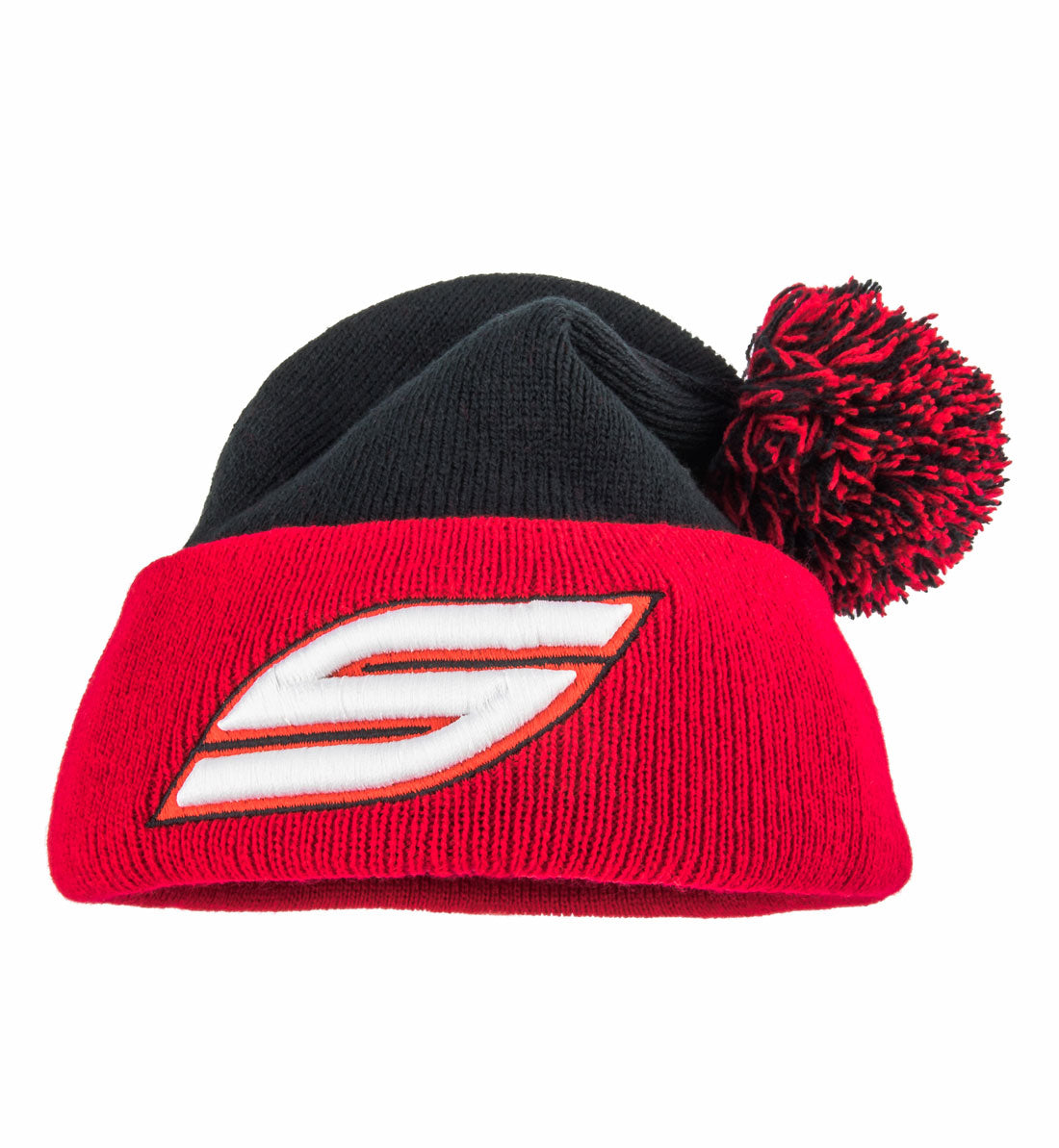 Pom Pom Beanie, Black Red | Social Paintball Beanies - Image 2