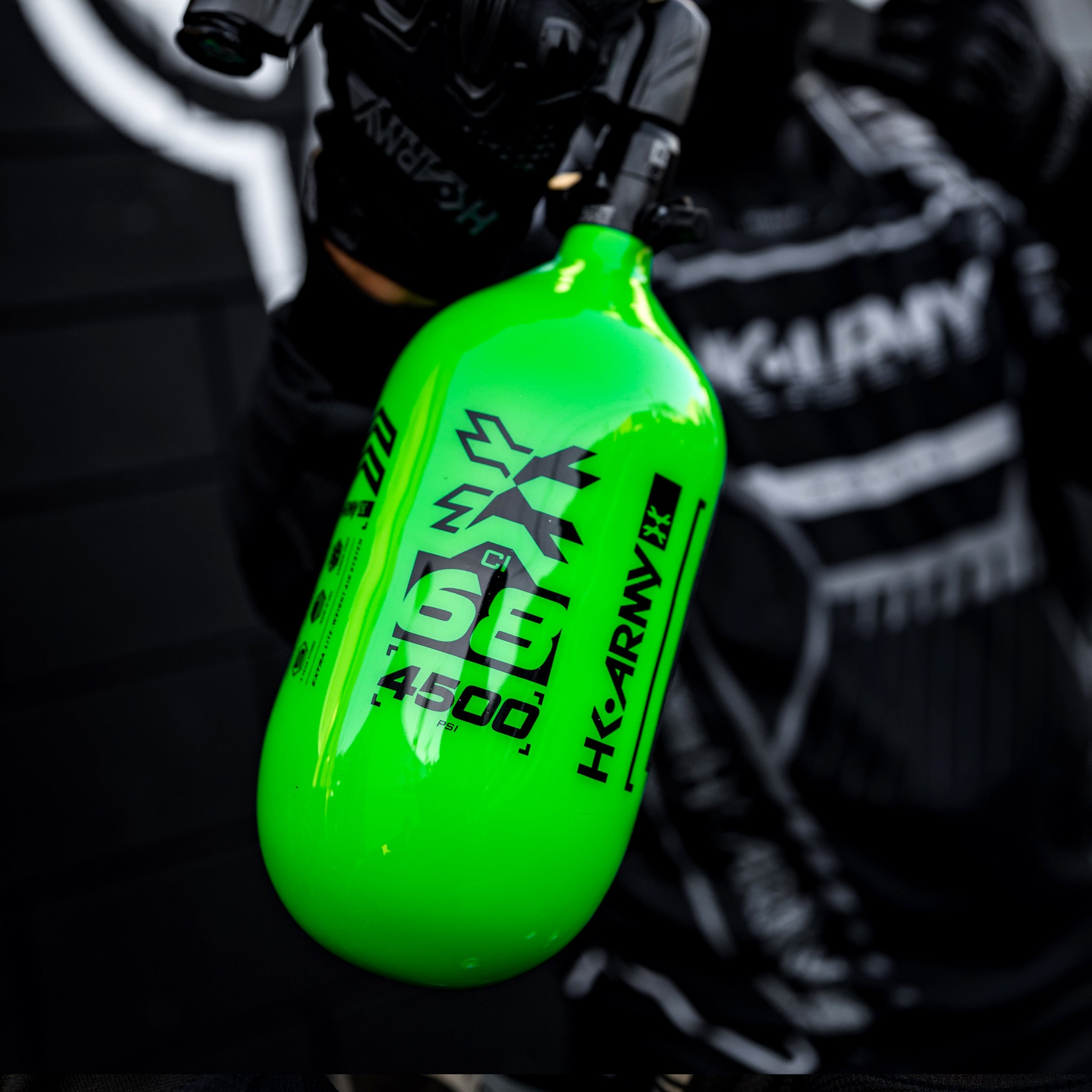 Rush - 68ci / 4500psi 'EXTRA LITE' PRO REG Air System - Neon Green/Black - Image 2